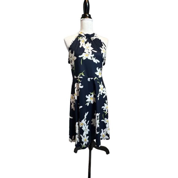 Size X-Large 95%cotton 5% spandex navy blue floral summer spring picnic size XL - Picture 1 of 9